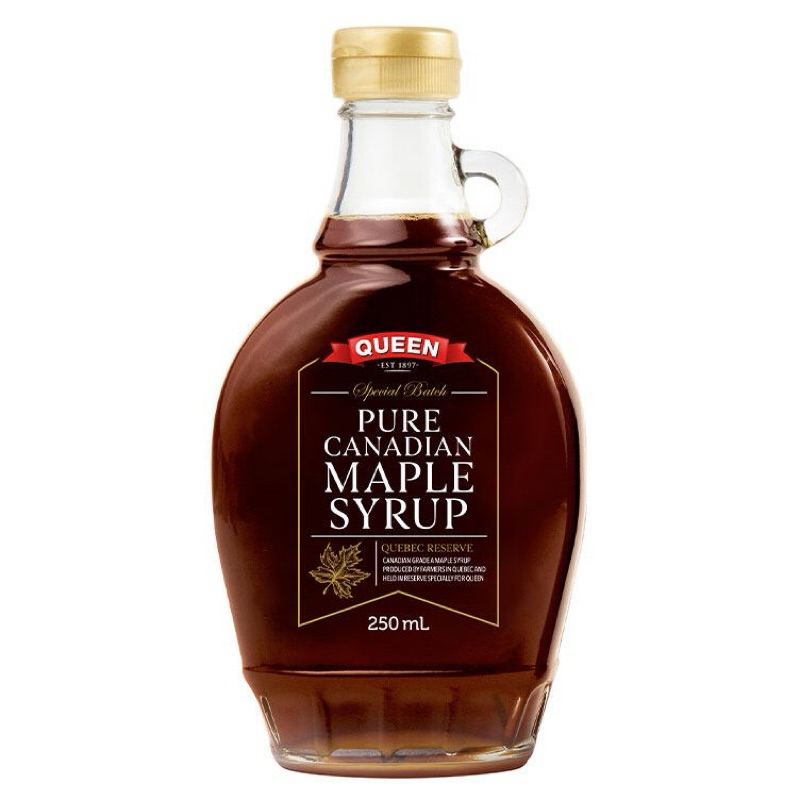 เมเปิ้ลไซรัป เกรดพรีเมี่ยม  QUEEN 100% PURE MAPLE SYRUP 250ML
