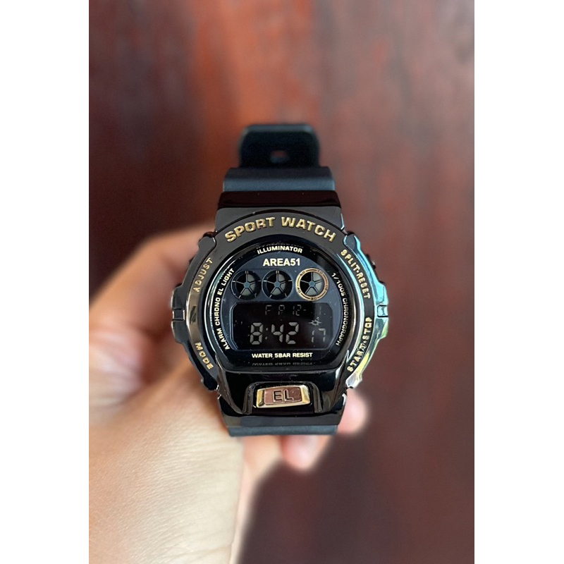 นาฬิกาข้อมือ AREA51 💯 สีดำเงา🖤