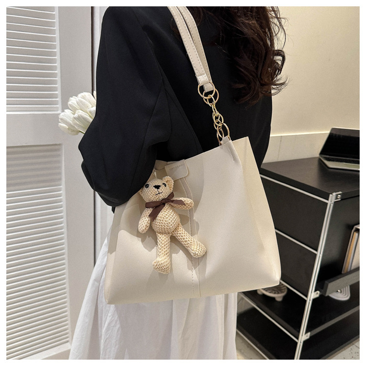 กระเป๋าสะพายไหล่หนังPUใบใหญ่แฟชั่นเรียบง่ายใส่ของได้เยอะผู้หญิง - รูปที่ 5