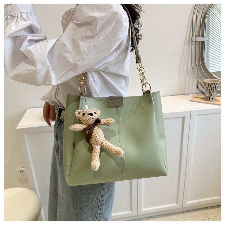 กระเป๋าสะพายไหล่หนังPUใบใหญ่แฟชั่นเรียบง่ายใส่ของได้เยอะผู้หญิง - รูปที่ 7