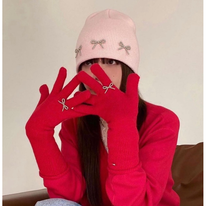 พร้อมส่งในไทย Ribbon beanie hat หมวกบีนนี่โบว์สุดฮิต