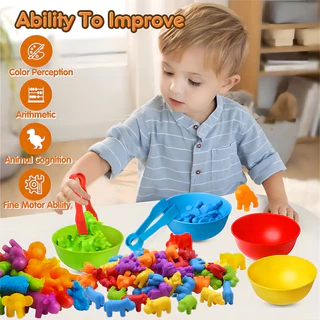 ของเล่นเสริมพัฒนาการ montessori ฝึกสมอง แยกสีเสริมพัฒนาการเด็ก นับเลข ของเล่น คีบ เกมของเล่น