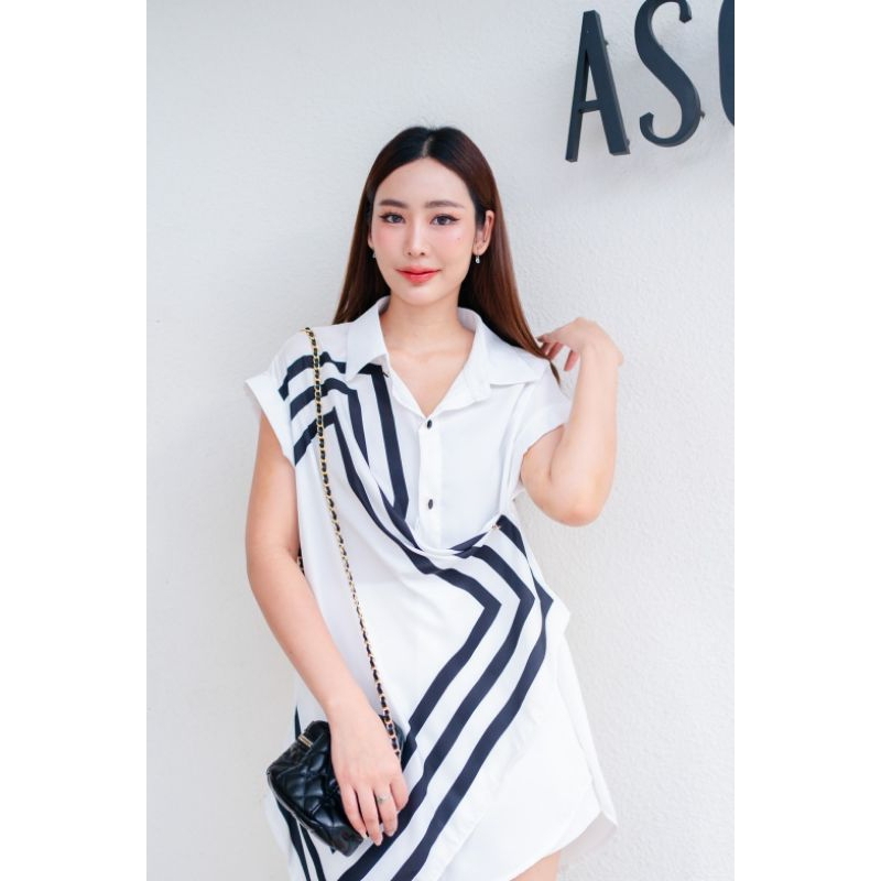 เสื้อเชิ้ตคอปกทรงแขนล้ำงานสวยผ้าดีใส่สบาย