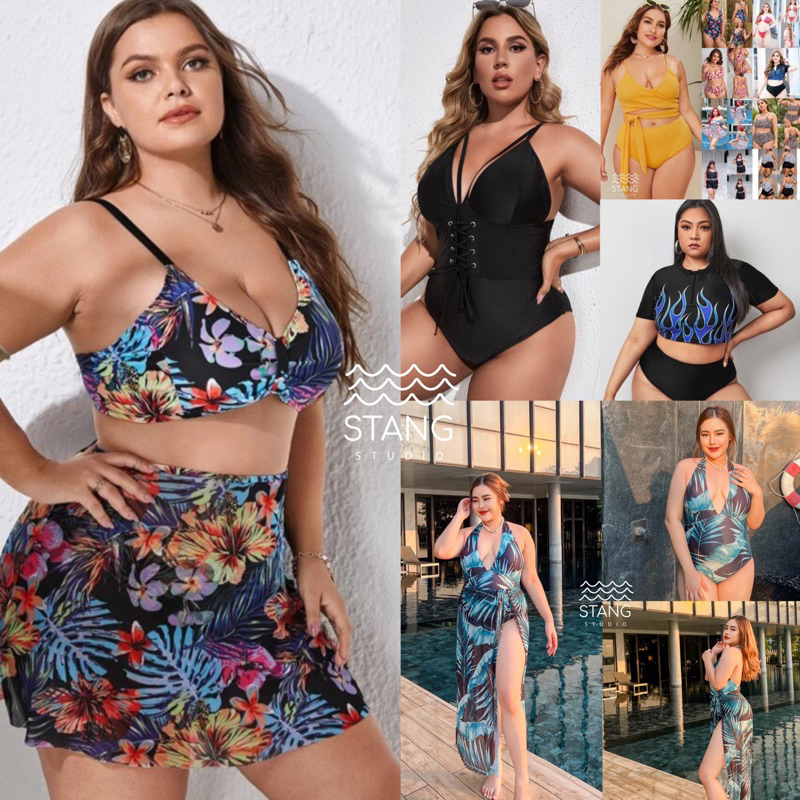 ชุดว่ายน้ำคนอ้วน ชุดว่ายน้ำสาวอวบ ชุดว่ายน้ำไซต์ใหญ่ ได้ทั้งชุด big size 0xl-4xlพร้อมส่งในไทย