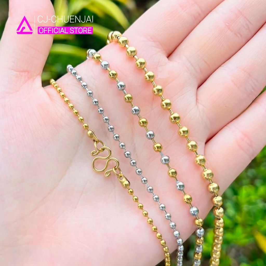 CJ สร้อยลายเม็ดมะยม สีทอง มี 4ขนาดให้เลือก สแตนเลสทองเลเซอร์ ไม่ลอกไม่ดำ