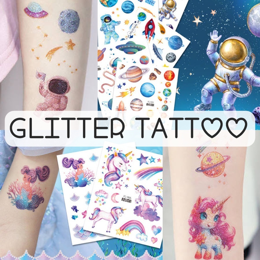 แทททูกากเพชร แทททูอวกาศ แทททูยูนิคอร์น แทททูนางเงือก glitter tattoo พร้อมส่ง