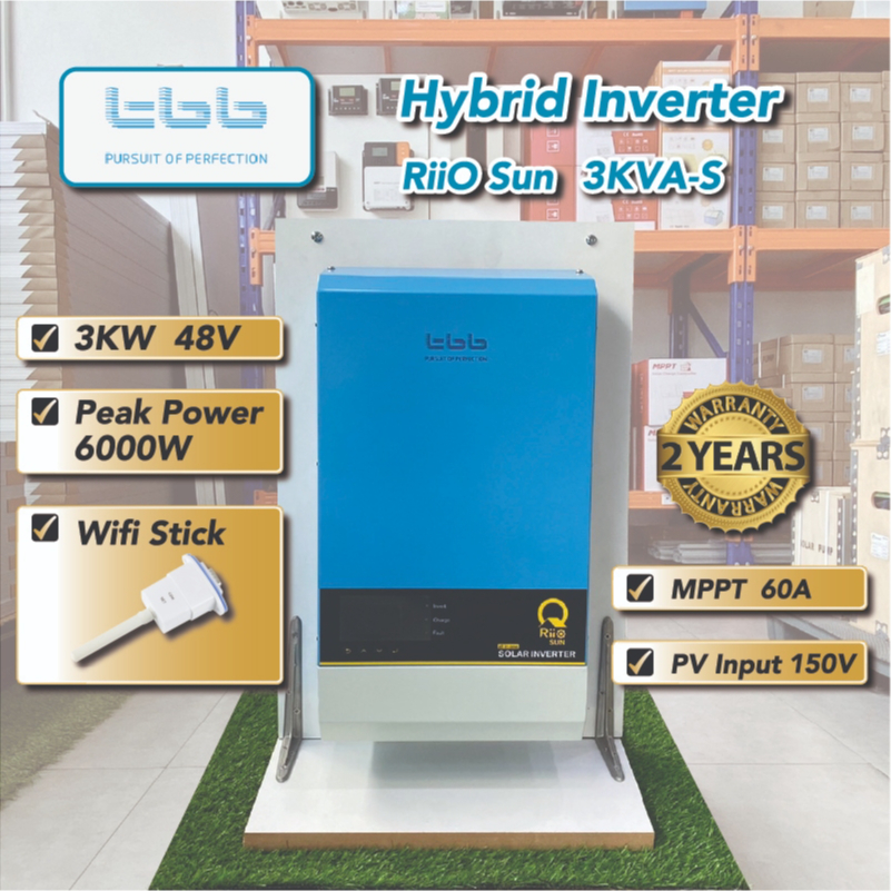 TBB Hybrid Off-Grid inverter 3KW 3000w 48V MPPT 60A หม้อแปลงเทอรอยด์ ❌ไม่รวม WIFI ❌ ประกัน 2ปี