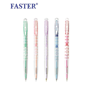 (12ด้าม) ปากกาลูกลื่น Faster CX913 ลายจุด Dotty Dot 0.38มม.
