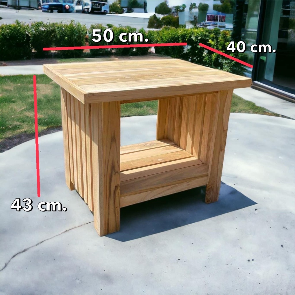 โต๊ะหัวเตียง ใช้วางของ โทรศัพท์ หรืออื่นๆ วางข้างเตียง งานไม้สัก 2 ชั้น แข็งแรง