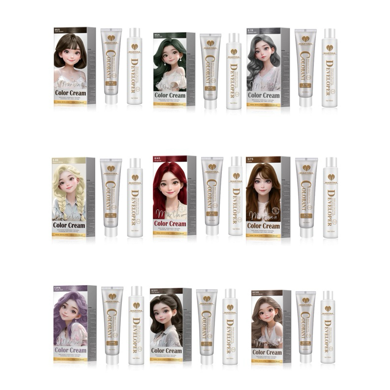 สีผม มาร์ทีน่า MARTINA มี 9 สี ติดทนนาน  สีชัด – โปรปัง