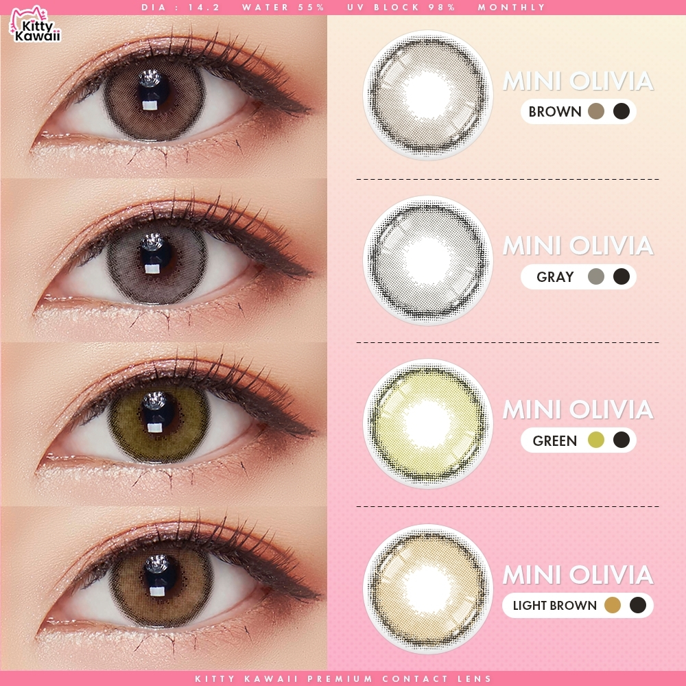 คอนแทคเลนส์ kitty kawaii mini olivia ❤️ สายตาสั้น -3.25ถึง-10.00ทักแชท
