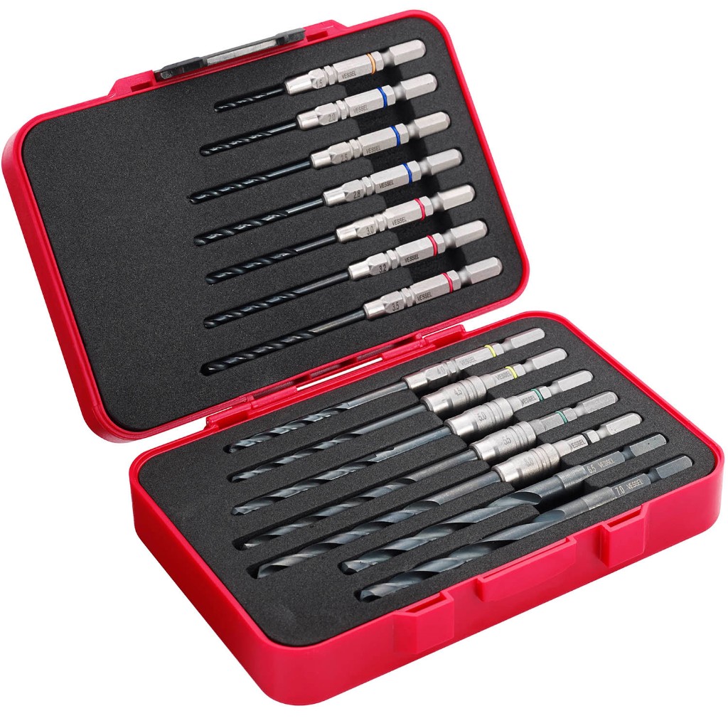 Vessel ชุดดอกสว่าน 14 ชิ้นในกล่องพลาสติก AMD-14S