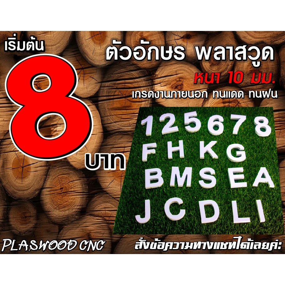 ตัวอักษร พลาสวูด Plaswood