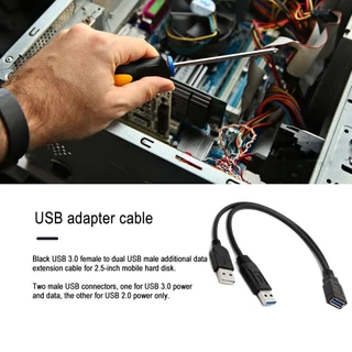 USB 3.0 สายพ่วง Y Splitter (2M / 1F) สายพ่วงสำหรับ2.5นิ้วเอ็กซ์เทอร์นัลฮาร์ดดิสก์ SSD อุปกรณ์คอมพิวเตอร์