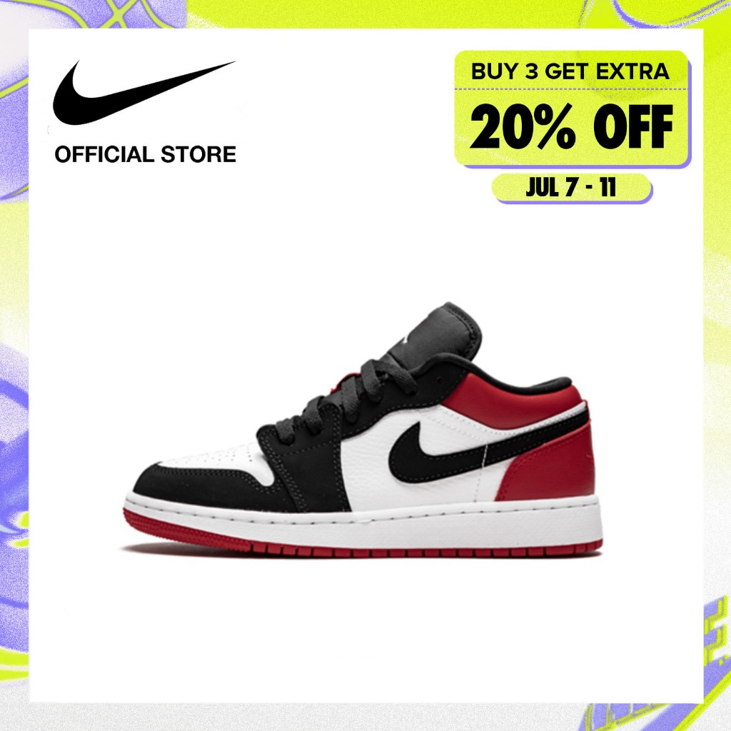 【พร้อมส่ง แท้💯%】Nike Air Jordan 1 Low Red Black Sneakers รองเท้าผ้าใบ รองเท้าผ้าใบ Nike