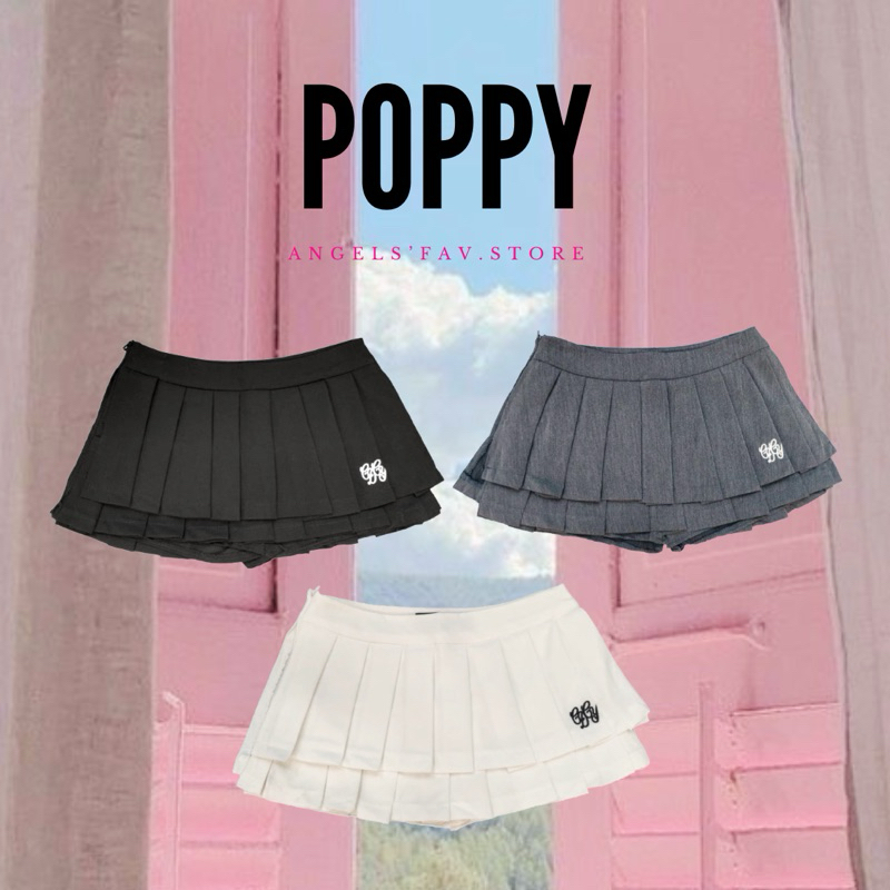 ANGELS.FAV♥︎ | กระโปรงพลีทเทนนิสเอวต่ำ 2 ชั้น รุ่น Poppy ✨❤️‍🔥