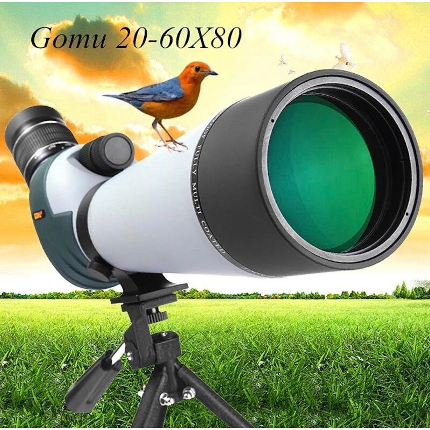 Gomu 20-60x80ซูมกล้องโทรทรรศน์ตาเดียวที่มีประสิทธิภาพ Spotting ขอบเขต BAK4แว่นขนาดใหญ่ Dual Focus Optics เลนส์สำหรับนกดู