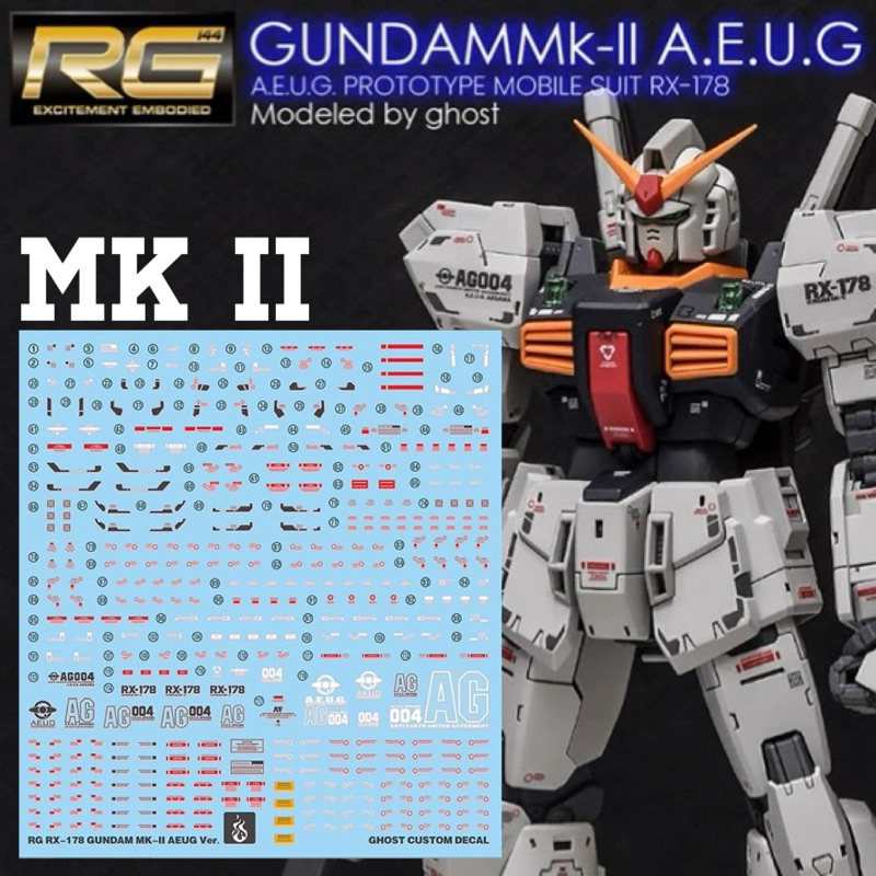 ⬜️ดีคอลน้ำ GHOST RG DECAL GUNDAM MK II A.E.U.G เรืองแสงแบล็คไลท์