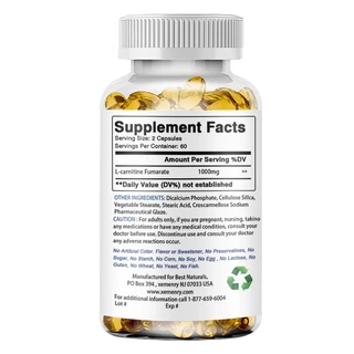 L-Carnitine Capsules 1000 มก. ลดน้ำหนัก เผาผลาญไขมัน สนับสนุนพลังงาน เพิ่มกล้ามเนื้อ เพิ่มการเผาผลาญ อาหารเสริมกีฬา