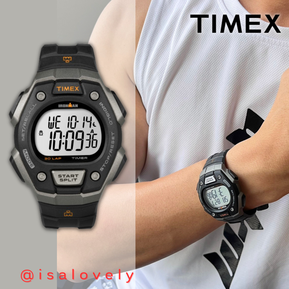📌Isa Lovely Shop📌  Timex Fullsize Ironman Classic 30 Black Resin Digital Watch T5K821