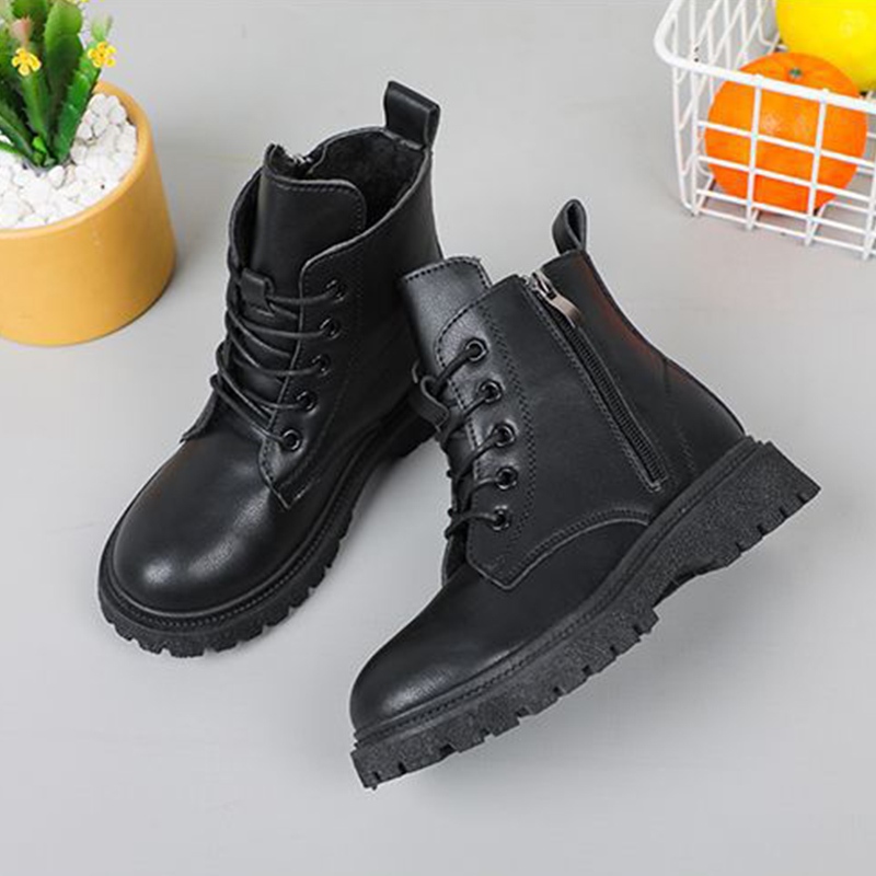 🍓รองเท้าบู๊ทสั้นใหม่สำหรับเด็ก รองเท้าบู๊ทมาร์ตินแฟชั่นสไตล์อังกฤษกันลื่น รองเท้าบูทหนังสำหรับเด็ก 27-35！！！ - รูปที่ 3