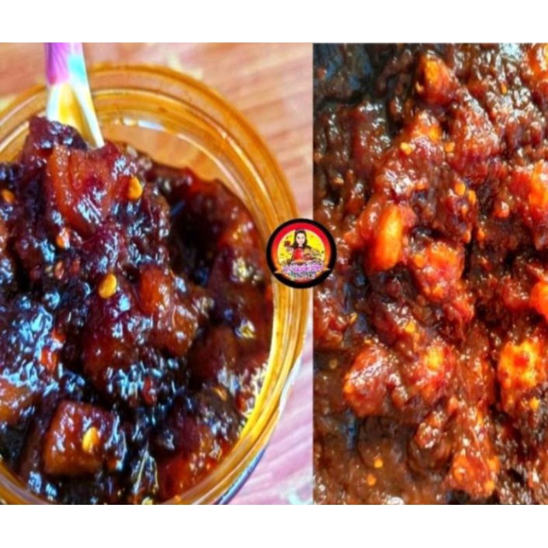 น้ำพริกเผากากหมู (เผ็ดมาก หวานน้อย) 500g.**ใส่กะปิ**(แคบหมูและกากหมูไม่กรอบนะคะเพราะใส่ไปในน้ำพริก)