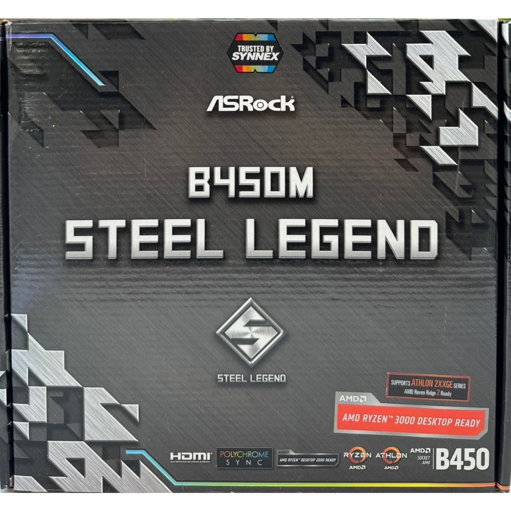 MAINBOARD (เมนบอร์ด) AM4 ASROCK B450M STEEL LEGEND มือสอง