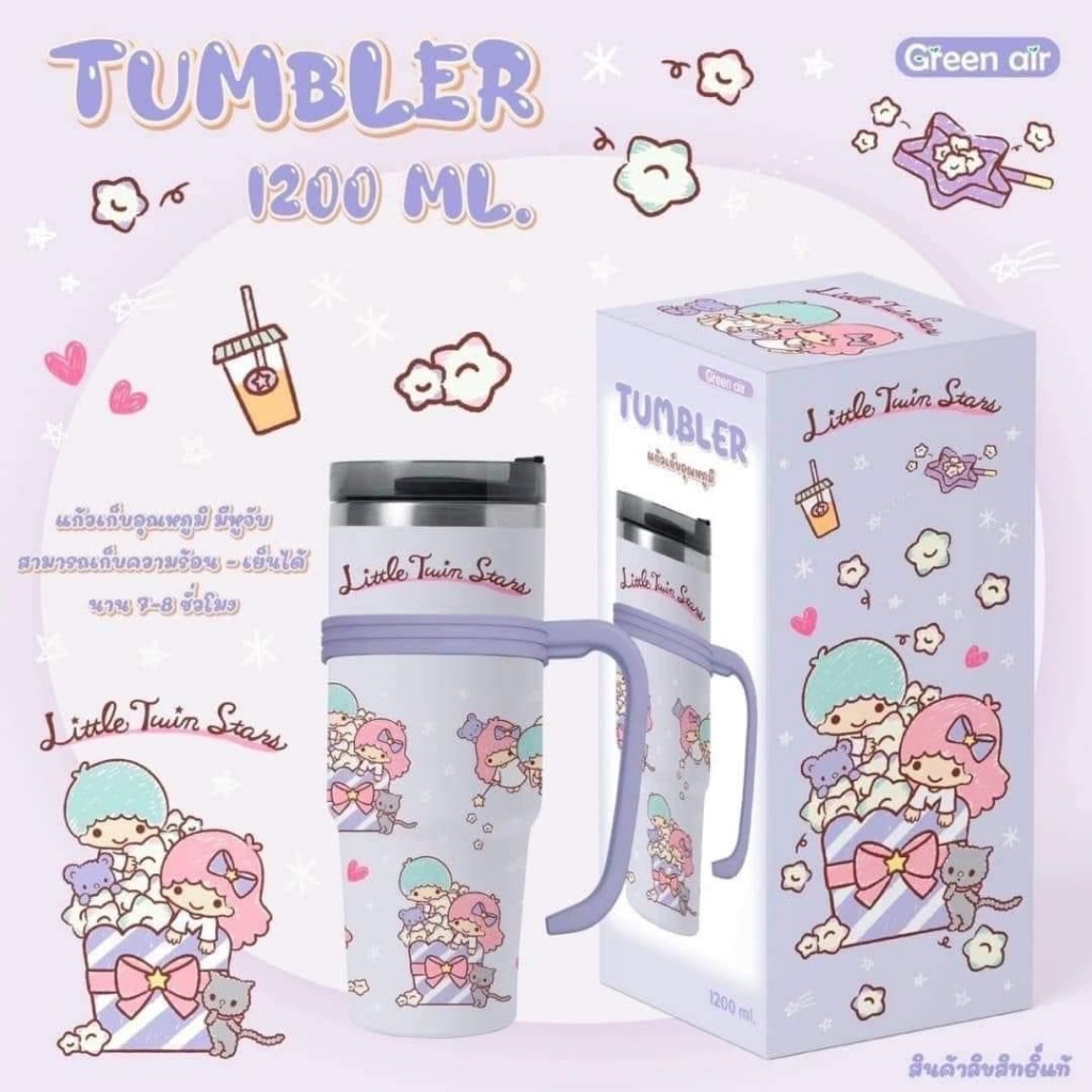 [PP Everything]✨แก้วเก็บความเย็น Sanrio แบบหูจับ ขนาด 1200ml. 40Oz. งานสแตนเลสหนา เกรดพรีเมี่ยม แถมหลอด