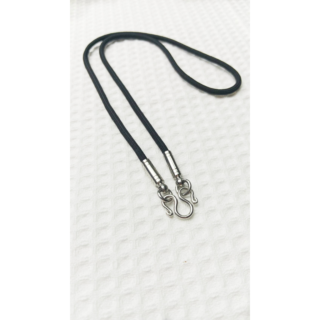 R67 สร้อยเชือกปลายหุ้มสแตนเลสตอกหมุด หนา 3 มิล 1 ห่วง ยาว 20",22",24",26",28" สร้อยคอห้อยพระ