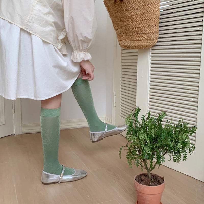 ถุงเท้าข้อยาว Glitter Socks