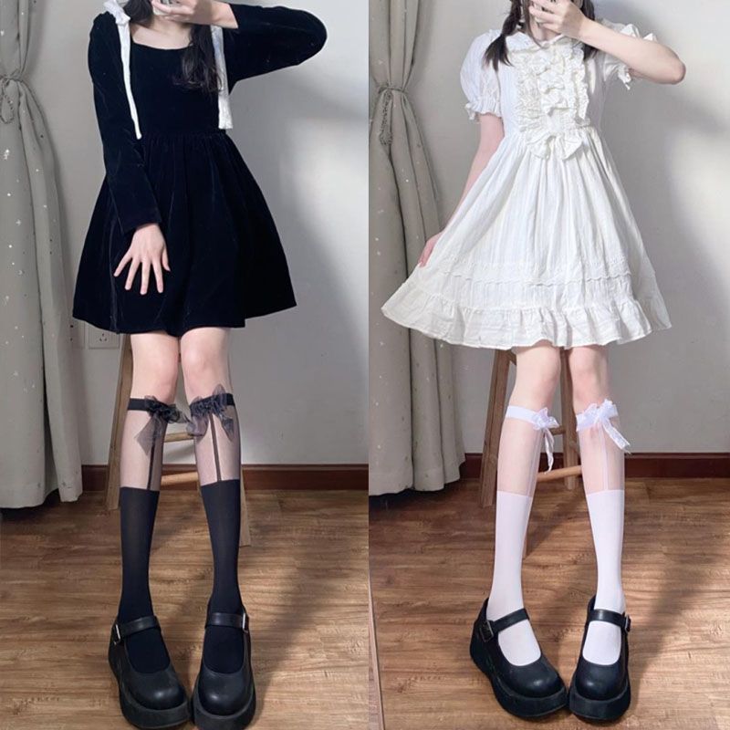 พร้อมส่งจากไทย ถุงน่องเจเคญี่ปุ่น ผลิตจากวัสดุ เบา บาง ตกแต่งด้วยโบว์ นุ่ม สบาย เหมาะสำหรับนักเรียนหญิง