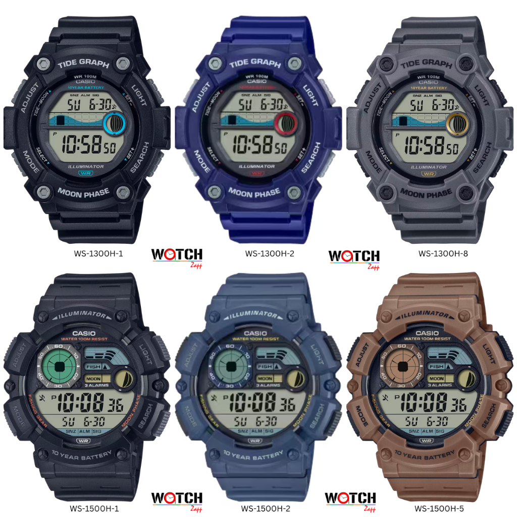 นาฬิกาข้อมือ นาฬิกาผู้ชาย Casio 10 YEAR BATTERY WS-1300H series รุ่น WS-1300H-1A WS-1300H-2A WS-1300