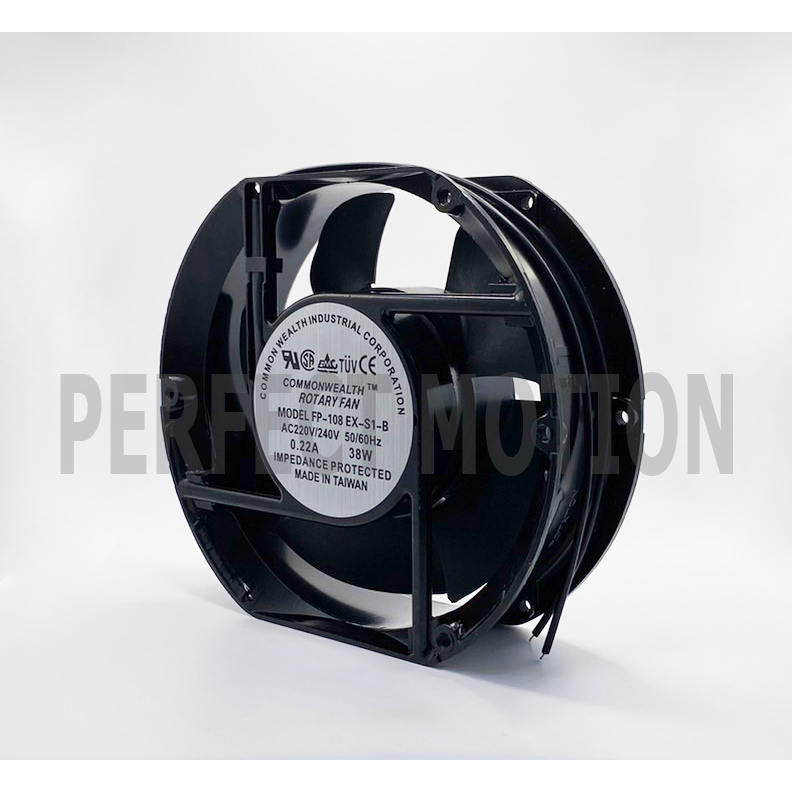 พัดลมระบายความร้อน 6 นิ้ว หัวตัด แบบลูกปืน COMMONWEALTH : FP-108EX-S1-B  AC220V (172x152x52 mm.)
