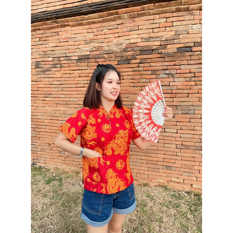 เสื้อคอจีนแขนสั้นคอลเลคชั่นรับ ตรุษจีน NKT..4
