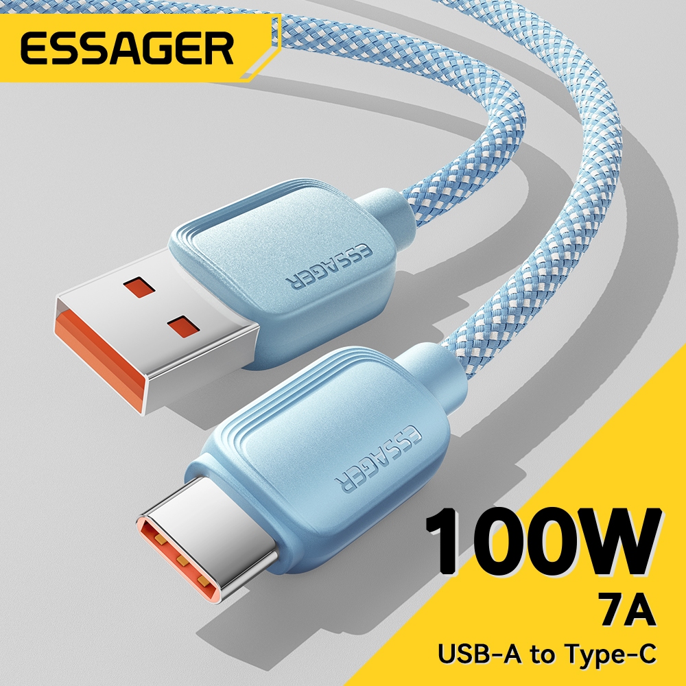 Essager 7A USBA Type C สายเคเบิ้ล100W สายชาร์จความไวสูงสายชาร์จสำหรับ สมาร์โฟน Xiaomi สายชาร์จ