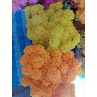 ✅(ถูกที่สุด พร้อมส่ง) ดอกไม้ปลอม ช่อดอกดาวเรือง 7 ดอก มีสีเหลืองอ่อนและสีเหลืองเข้ม (1 ช่อมี 7 ดอก)