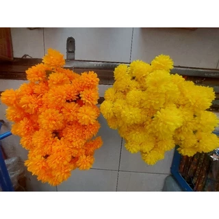 ✅(ถูกที่สุด พร้อมส่ง) ดอกไม้ปลอม ช่อดอกดาวเรือง 7 ดอก มีสีเหลืองอ่อนและสีเหลืองเข้ม (1 ช่อมี 7 ดอก)