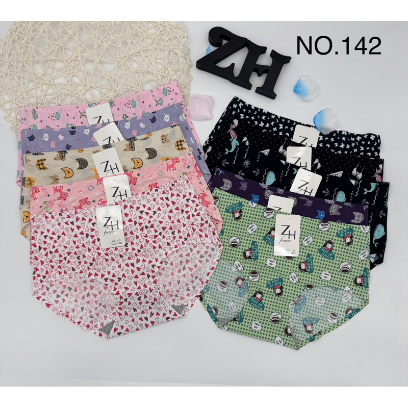กางเกงชั้นในไร้ขอบผ้าลื่นพิมพ์ลาย🔥ไชส์M-L🔥ZH.E142