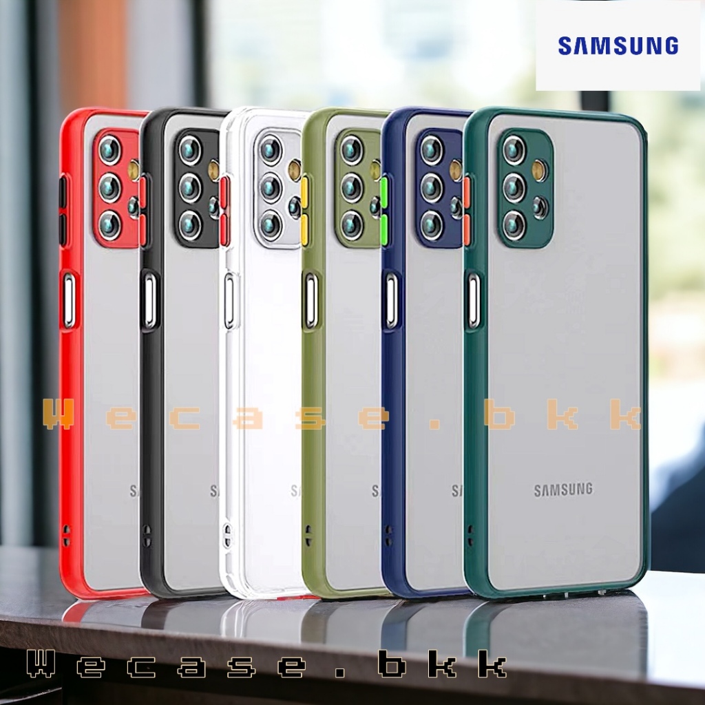 Samsung Case ซัมซุง ขอบสีหลังด้าน A22 A23 A24 A32 A33 A34 A42 A50 A51 A52s A53 A54 A70 A71 A72 A73(5G)