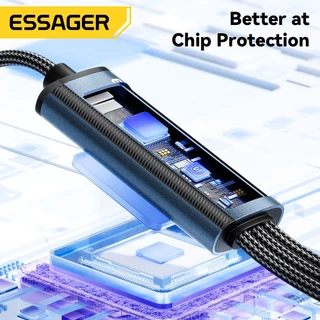 Essager 7A 100W 3 In 1สายสายชาร์จไมโครชนิด C สำหรับ14 13 Pro Max Samsung Xiaomi Huawei