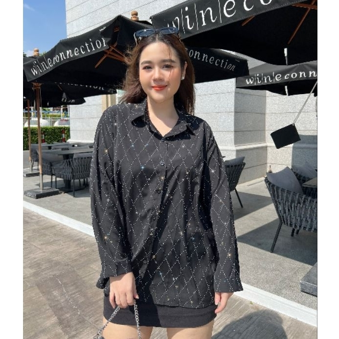 𝗝𝗘𝗪𝗘𝗟 𝗦𝗛𝗜𝗥𝗧 - เสื้อเชิ้ตเพชรสาวอวบ งานนำเข้า เพชรจริงๆสวยมาก