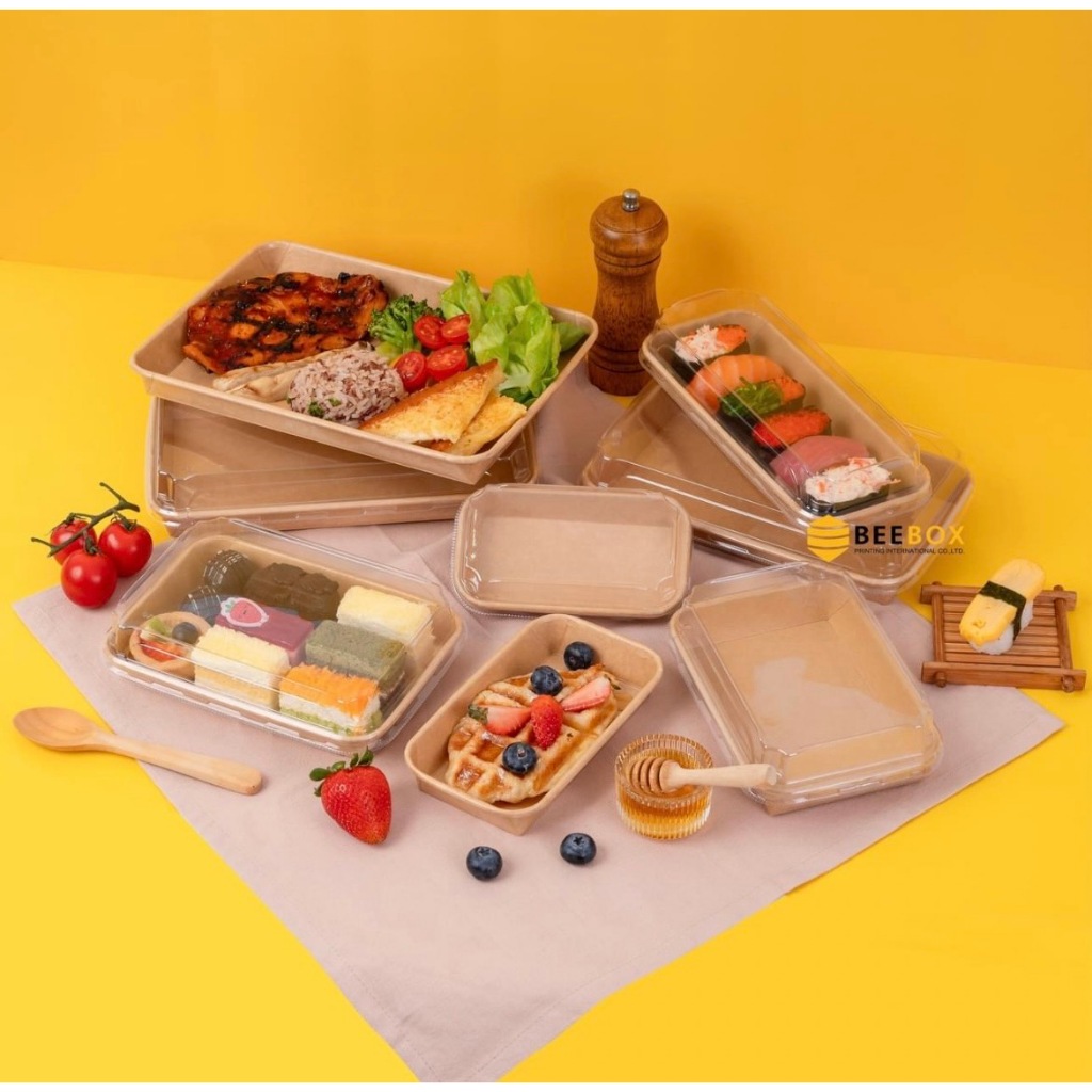 น้องถาดมุมมน ถาดเหลี่ยมมุมน มาพร้อมกับฝาพลาสติก (1แพ็ค:25ชิ้น)