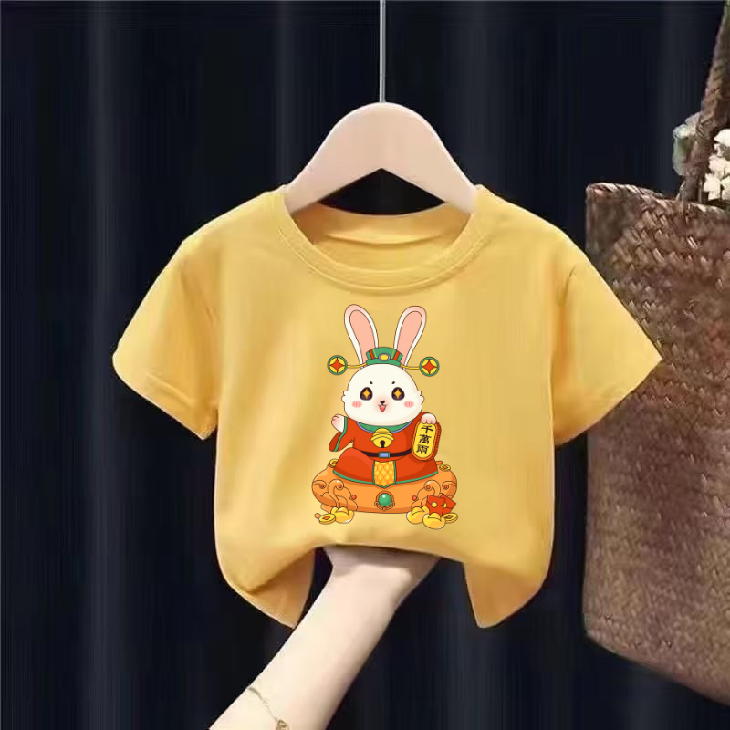เสื้อยืดเด็กพิมพ์ลายการ์ตูน เนื้อผ้าฝ้าย ลายตรุษจีน Chinese New Year 