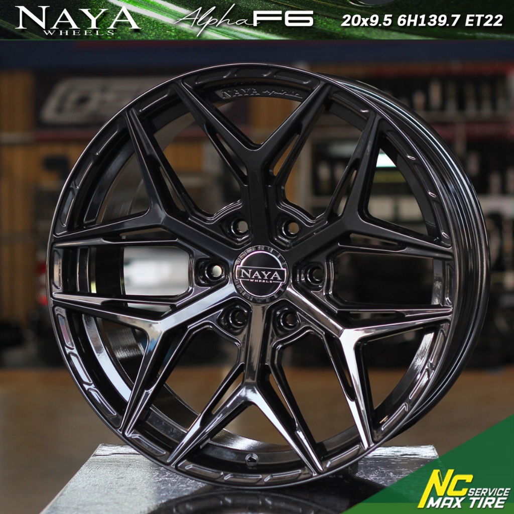 ล้อแม็กขอบ20 / Cosmis NAYA Alpha F6 / ล้อแม็กสีดำเงาทั้งวง / ล้อแม็กสำหรับกระบะตัวสูง / SUV PPV / 20