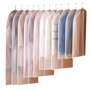 ถุงคลุมเสื้อ ถุงใส่สูท คลุมสูท 5 ชิ้น ข้อเสนอพิเศษ สีขาวขุ่น สำหรับกันฝุ่น มีซิปรูด พร้อมส่ง จัดระเบียบตู้เสื้อผ