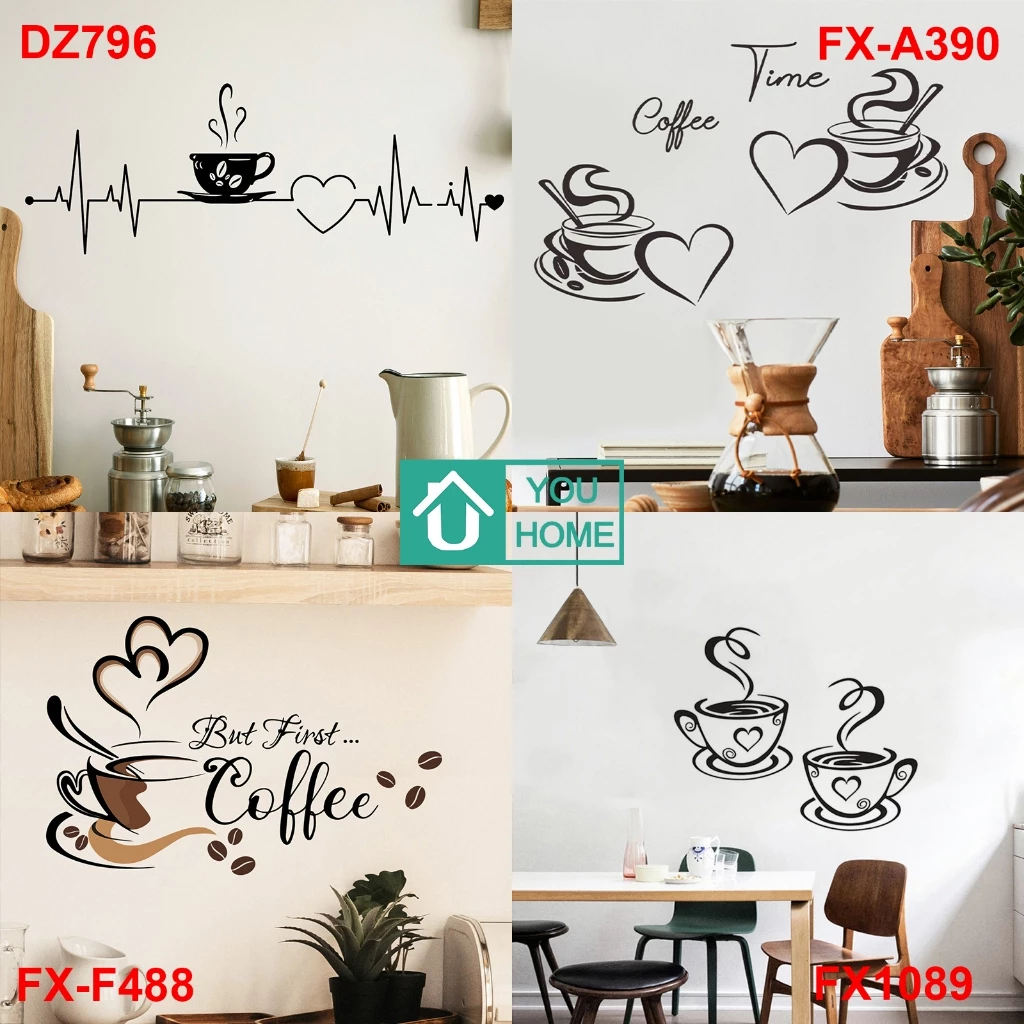 สติ๊กเกอร์คาเฟ่ สติ๊กเกอร์ติดผนัง สติกเกอร์ แต่งร้านกาแฟ diy สติ๊กเกอร์ สติ๊กเกอร์ติดกระจก cafe coffee คาเฟ่ พร้อมส่ง