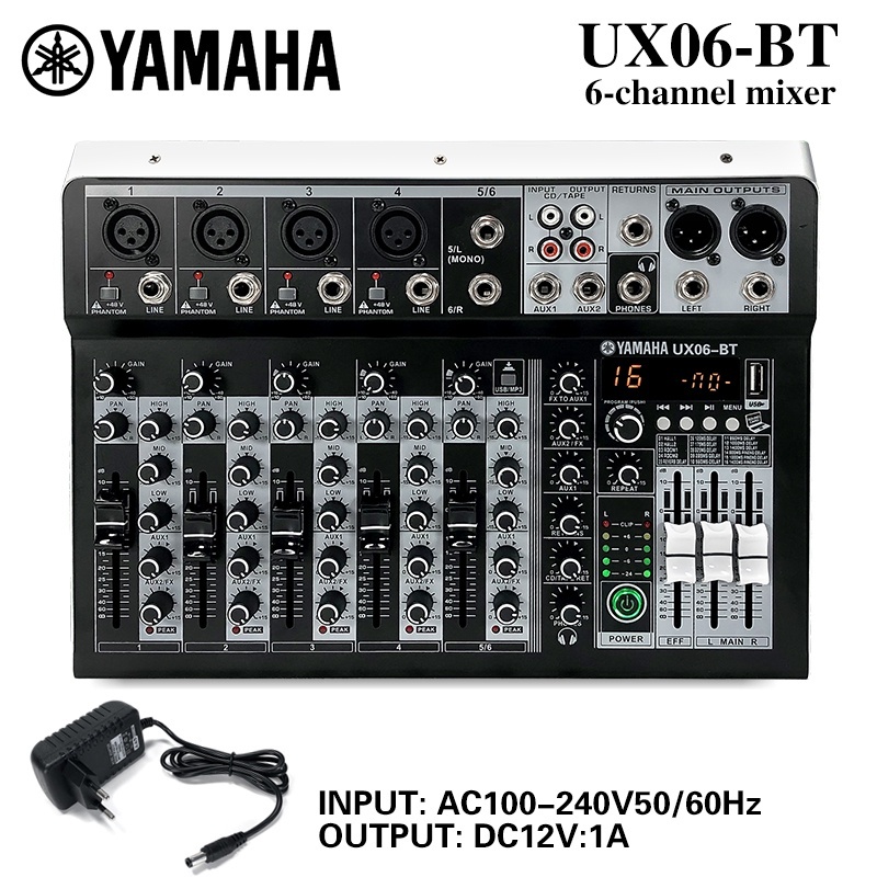 YAMAHA  UX06-BT มิกเซอร์ เครื่องเสียง Bluetooth  6 ช่อง mixer เครื่องเสียง 16 DSP มิกเซอร์เอฟเฟค