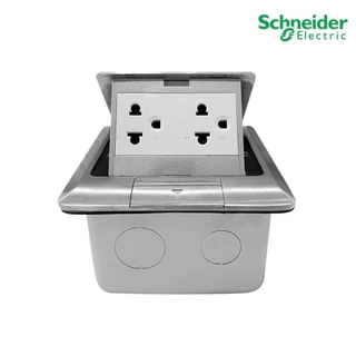 Schneider ชุดเต้ารับฝังพื้นอลูมิเนียม พร้อมกล่องฝัง + เต้ารับคู่ 3 ขา ขนาด 3 ช่อง รุ่น S-Flexi