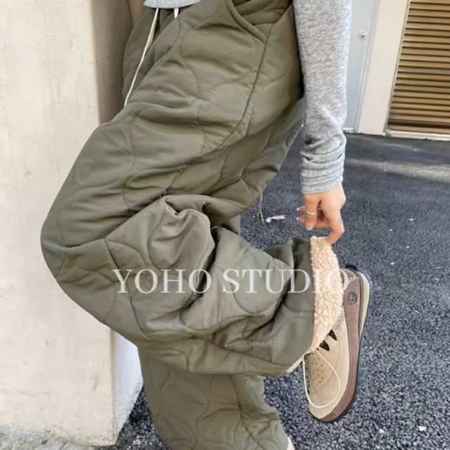 – PRE ORDER 15 DAYS –  YOHO STUDIO กางเกงขายาวนวมปั้มลาย