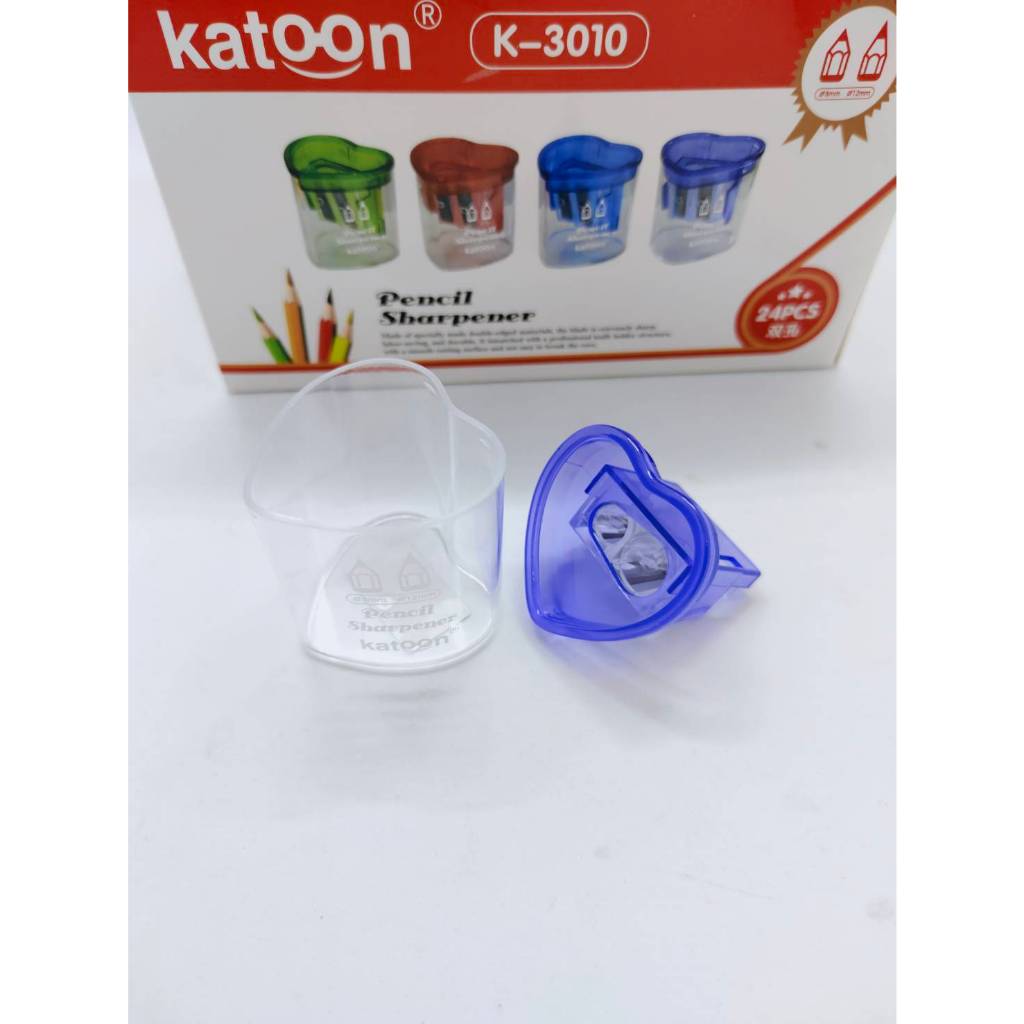 🔥 แพ๊ค 24 PCS หัวใจ3010🔥 กบเหลาดินสอ 2 รู รูปหัวใจที่เหลาดินสอ คละสี แบบมือหมุน เหลาง่าย มีฝา เครื่องเขียน โรงเรียน - รูปที่ 5